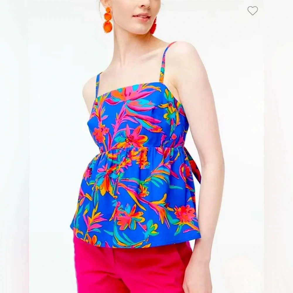 J. Crew tie-back strappy top in brilliant blue fuchsia size 0 nwt